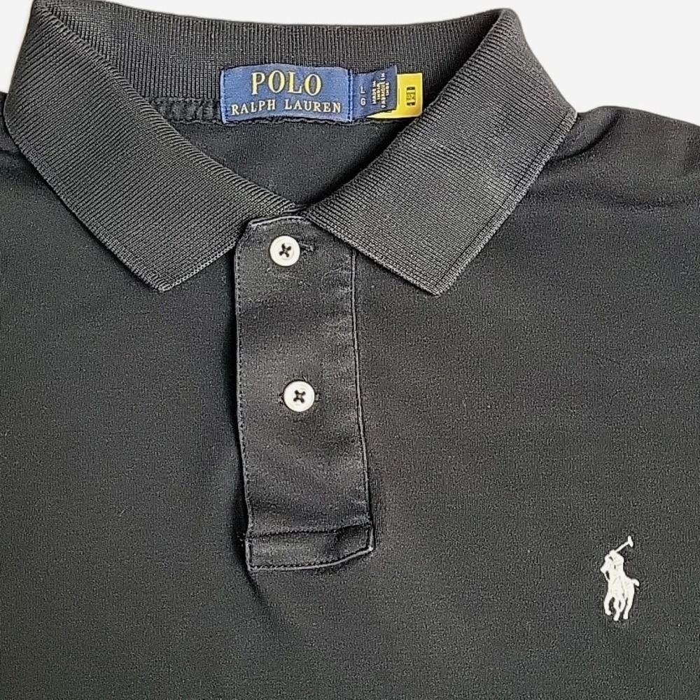 Polo Ralph Lauren Men's Large Polo Shirt Black With White Horse Soft Cotton